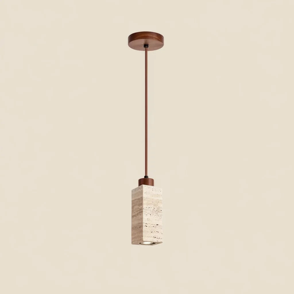 Pendant Light Natural Stone Texture Adjustable Cord Wood Mount