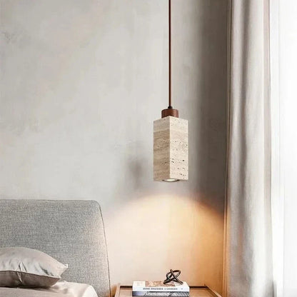 Pendant Light Natural Stone Texture Adjustable Cord Wood Mount
