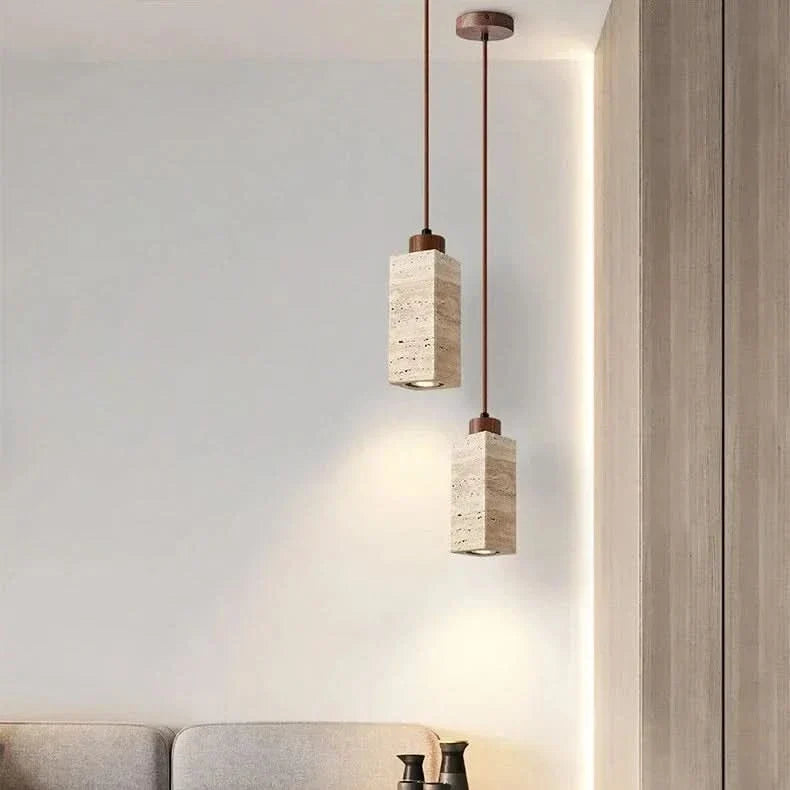 Pendant Light Natural Stone Texture Adjustable Cord Wood Mount
