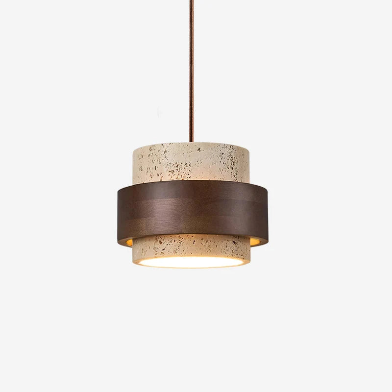 Pendant Light Natural Travertine Adjustable Height With Bulb Included