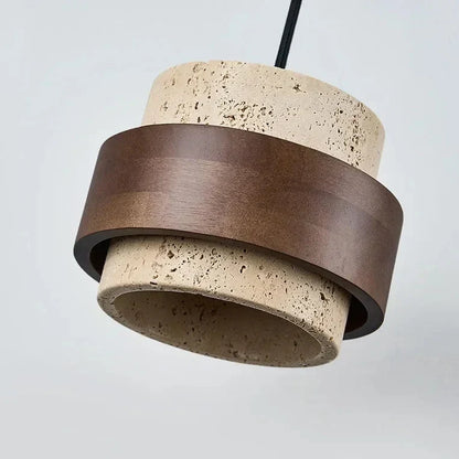 Pendant Light Natural Travertine Adjustable Height With Bulb Included