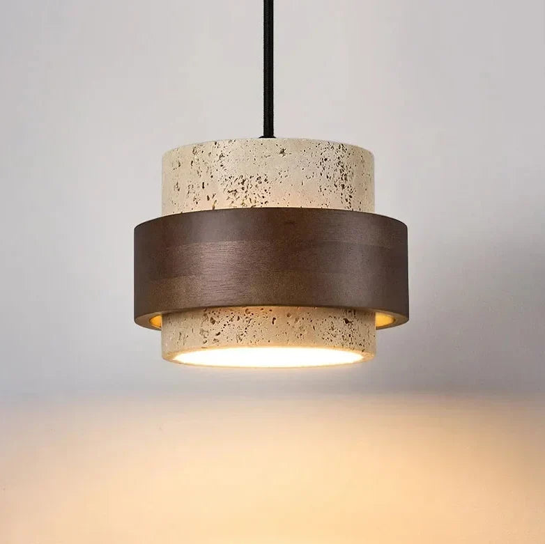 Pendant Light Natural Travertine Adjustable Height With Bulb Included