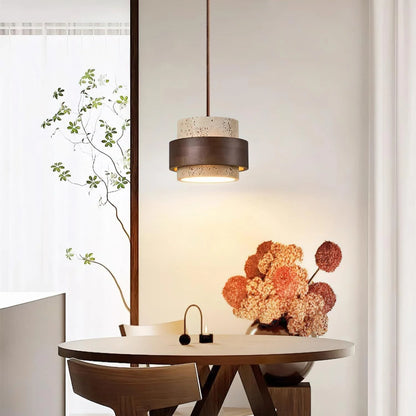 Pendant Light Natural Travertine Adjustable Height With Bulb Included