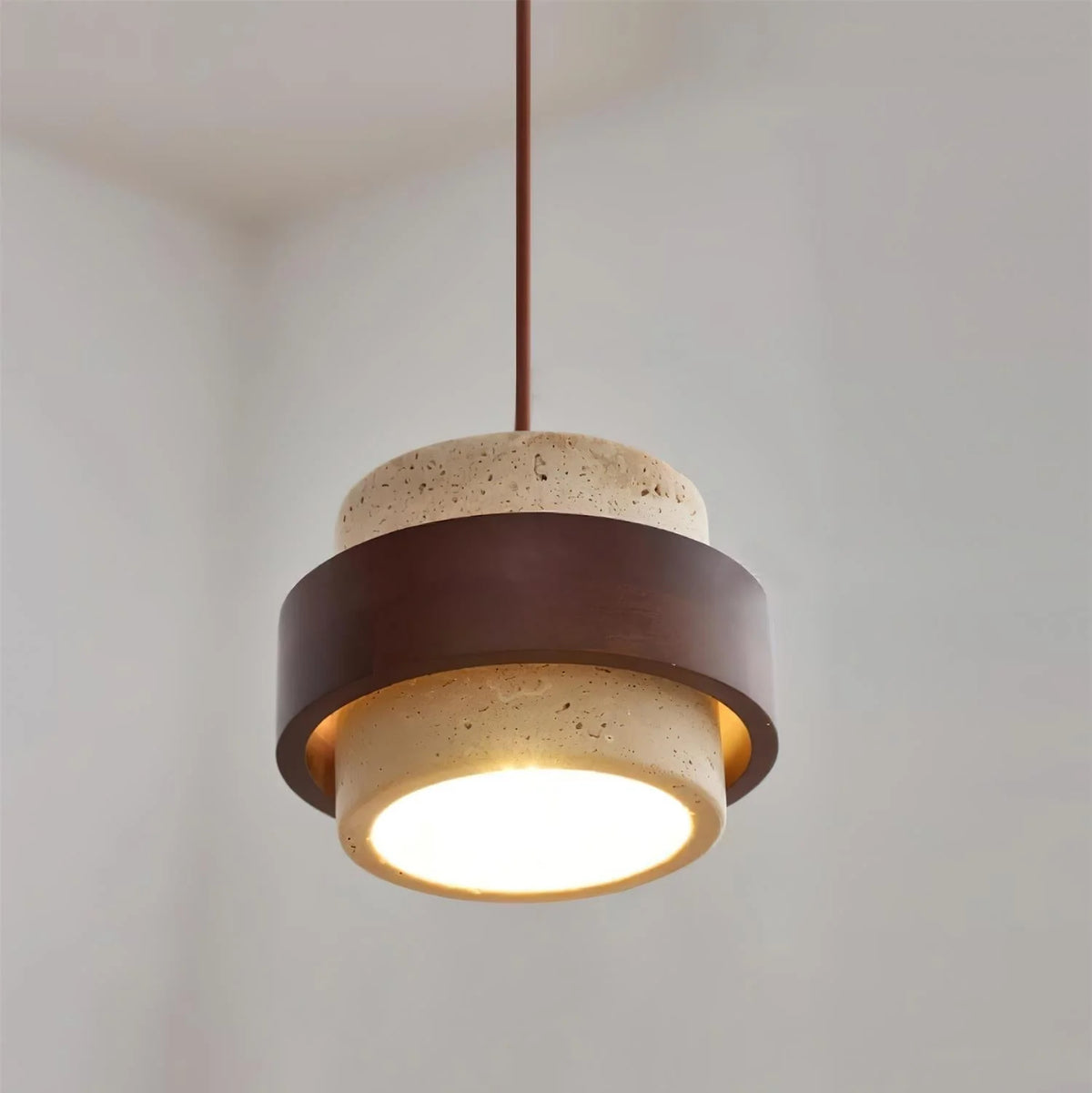 Pendant Light Natural Travertine Adjustable Height With Bulb Included