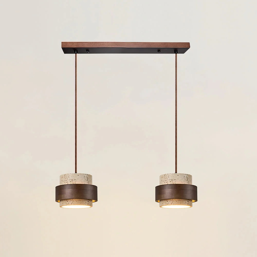Pendant Light Natural Travertine Adjustable Height With Bulb Included