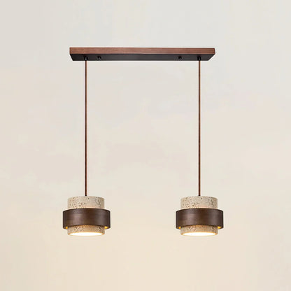 Pendant Light Natural Travertine Adjustable Height With Bulb Included