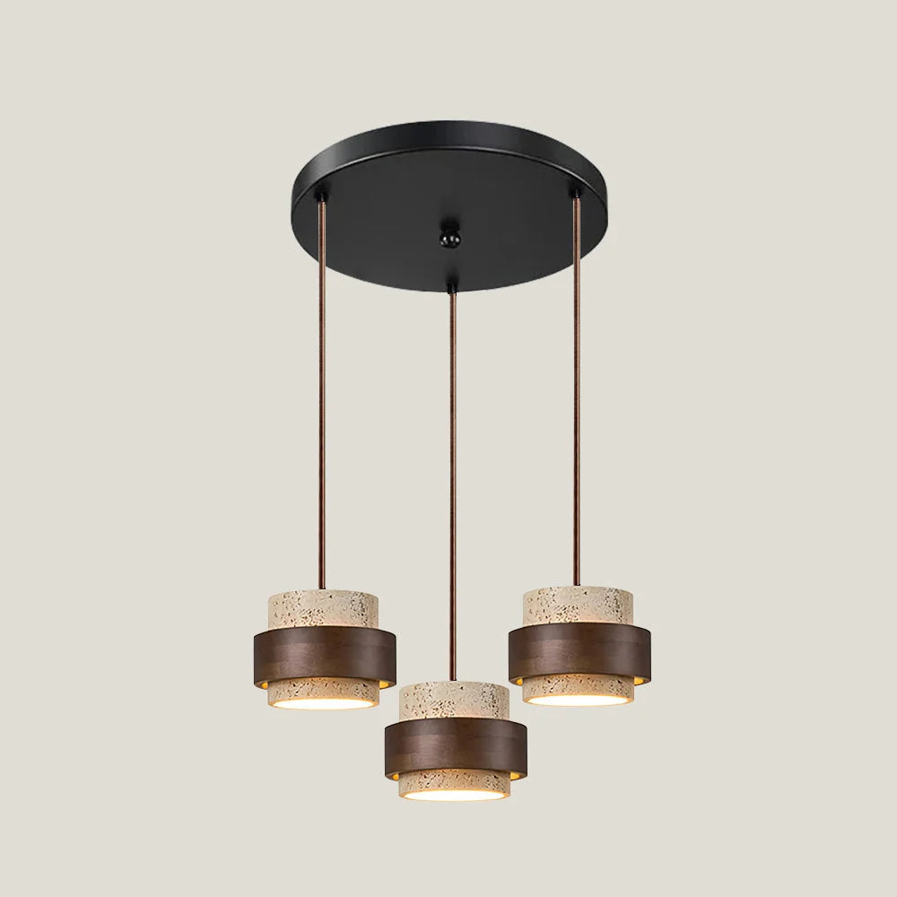 Pendant Light Natural Travertine Adjustable Height With Bulb Included