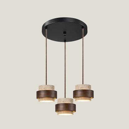 Pendant Light Natural Travertine Adjustable Height With Bulb Included
