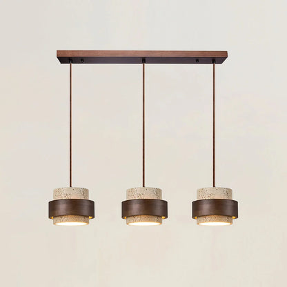 Pendant Light Natural Travertine Adjustable Height With Bulb Included