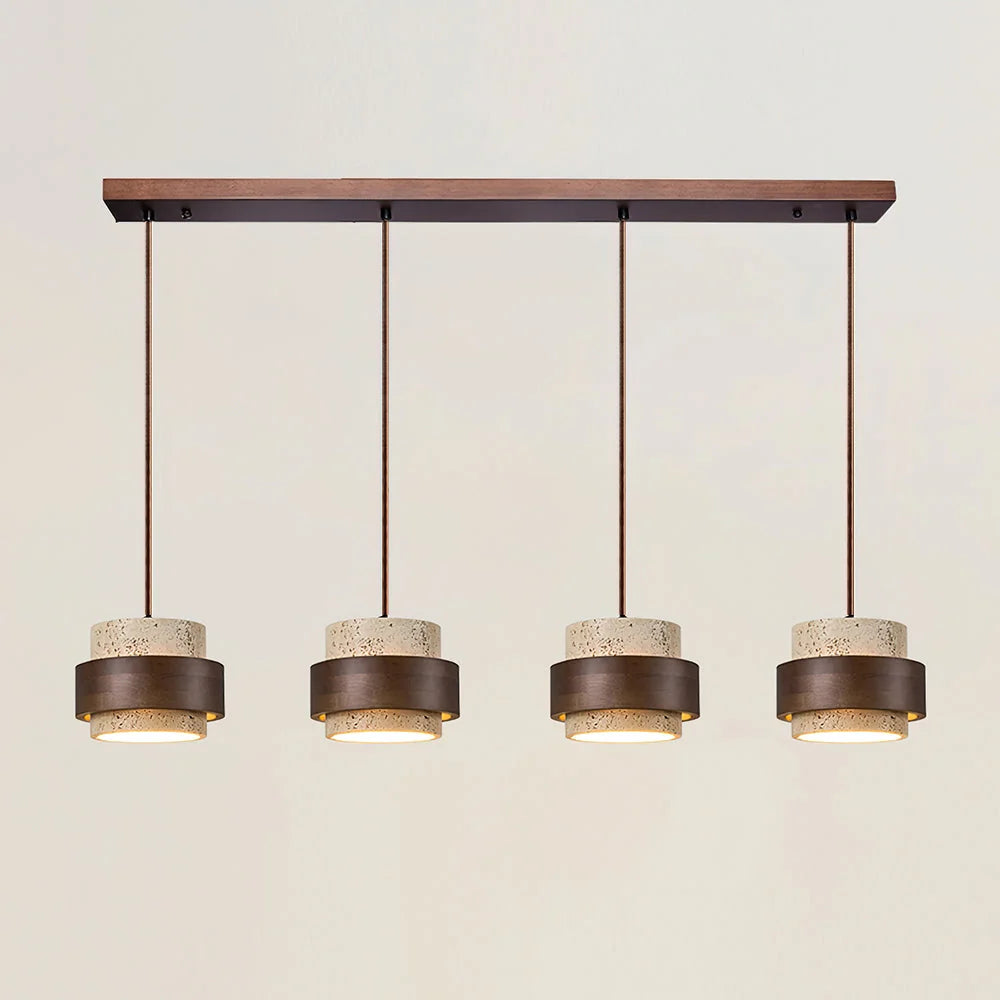 Pendant Light Natural Travertine Adjustable Height With Bulb Included