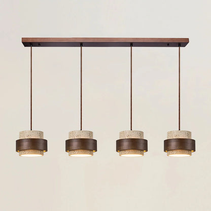 Pendant Light Natural Travertine Adjustable Height With Bulb Included