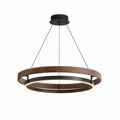 Pendant Light Round Wood-Effect Metal Dimmable