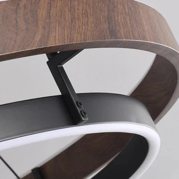 Pendant Light Round Wood-Effect Metal Dimmable