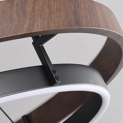 Pendant Light Round Wood-Effect Metal Dimmable