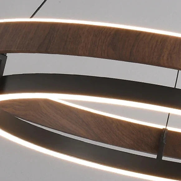 Pendant Light Round Wood-Effect Metal Dimmable