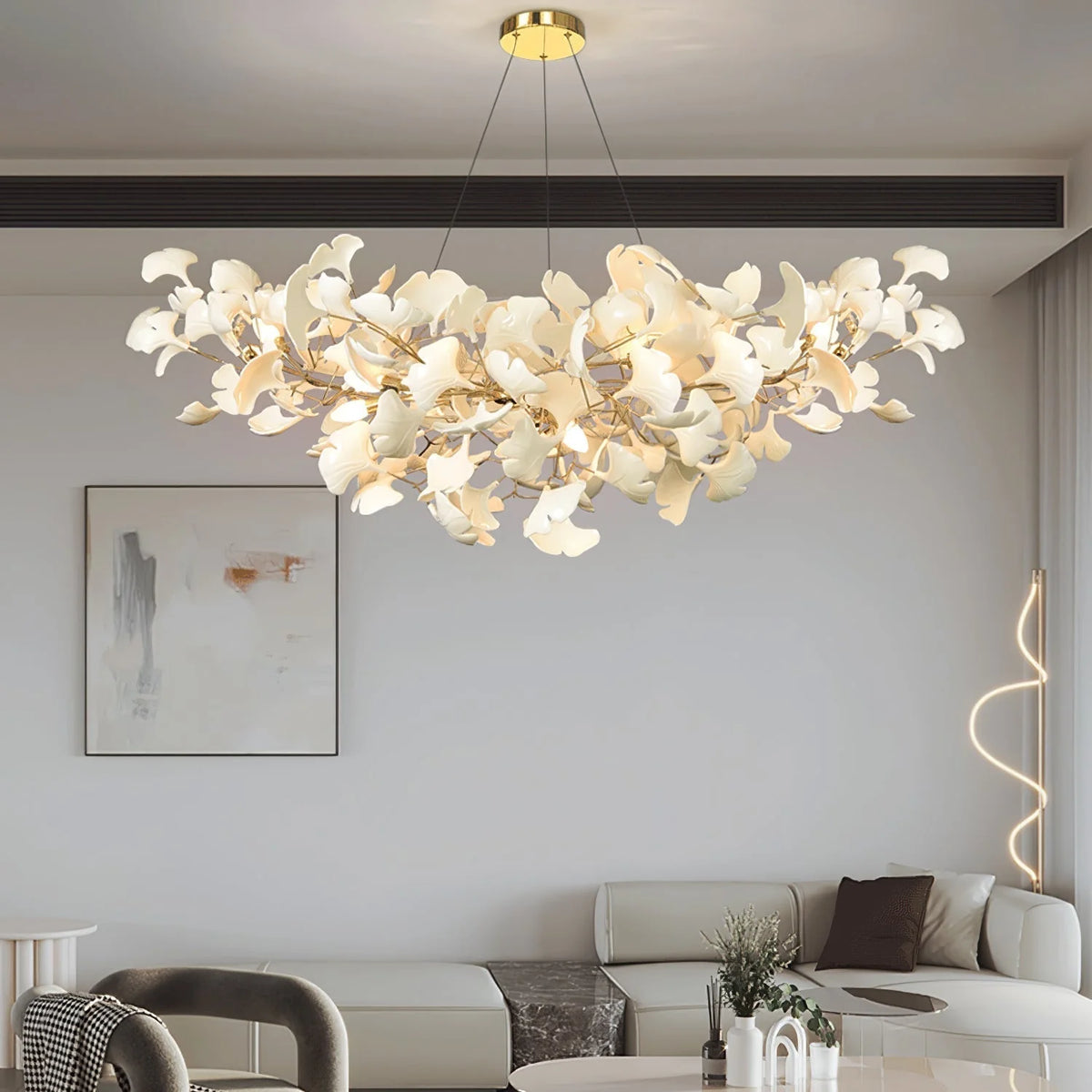 Pendant Light White Ceramic Sculptural U-Shaped Design
