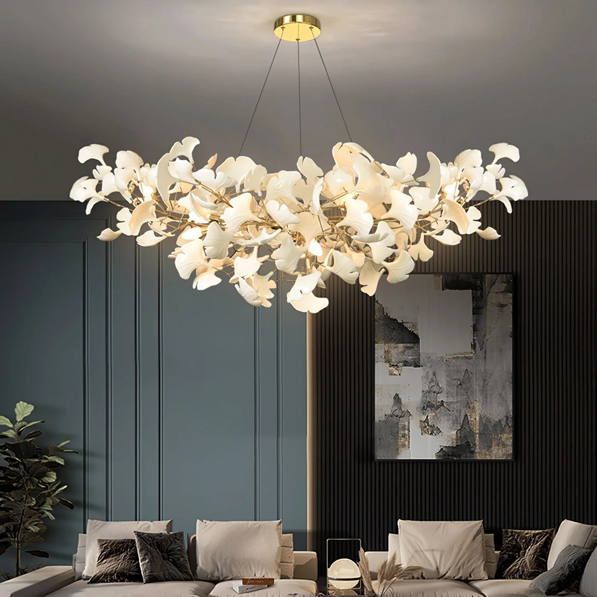 Pendant Light White Ceramic Sculptural U-Shaped Design