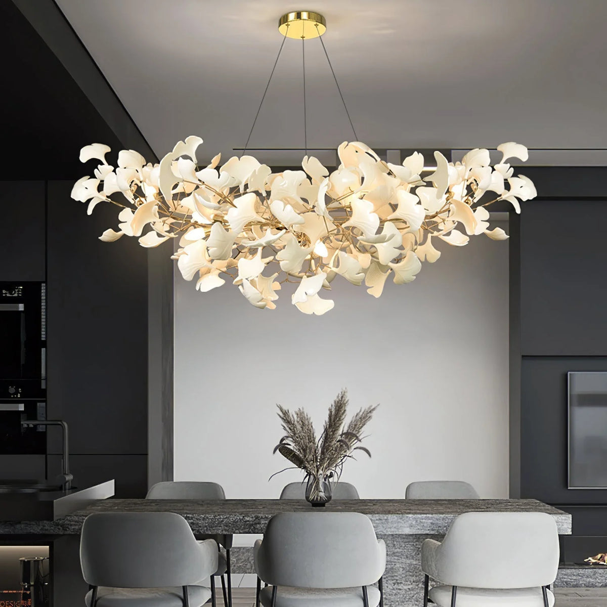 Pendant Light White Ceramic Sculptural U-Shaped Design
