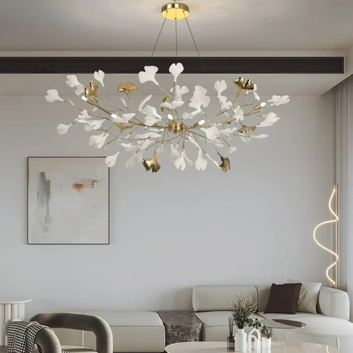 Pendant Light White Ceramic Sculptural U-Shaped Design