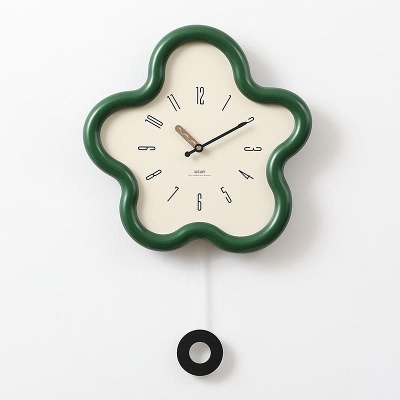 Pendulum Wall Clock 3D Flower Design Silent Movement