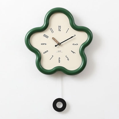 Pendulum Wall Clock 3D Flower Design Silent Movement