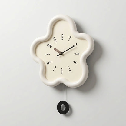 Pendulum Wall Clock 3D Flower Design Silent Movement