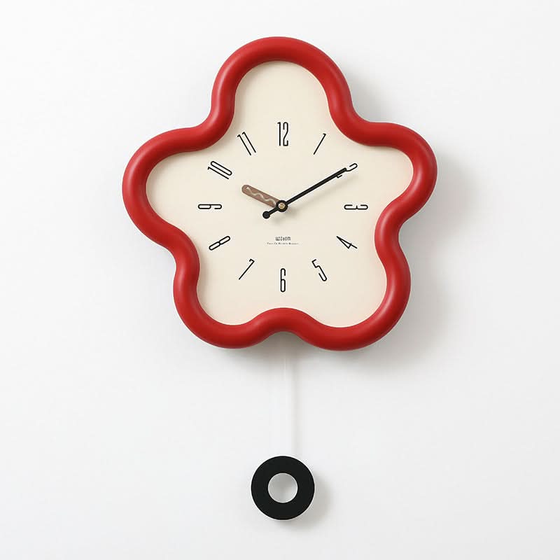 Pendulum Wall Clock 3D Flower Design Silent Movement