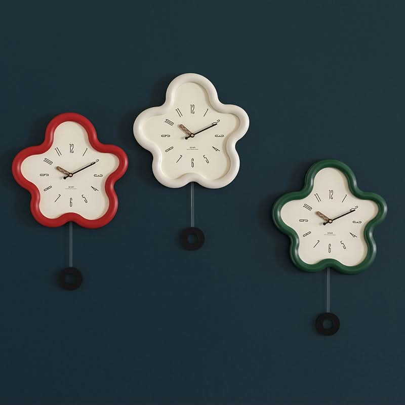 Pendulum Wall Clock 3D Flower Design Silent Movement