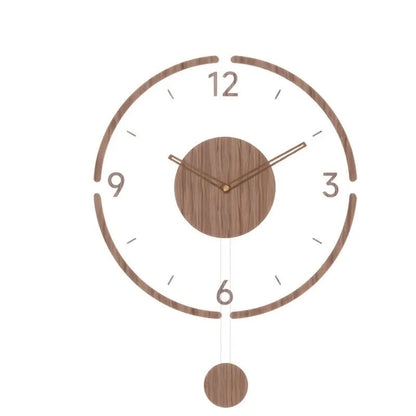 Pendulum Wall Clock Silent Non-Ticking Transparent Wooden Hands