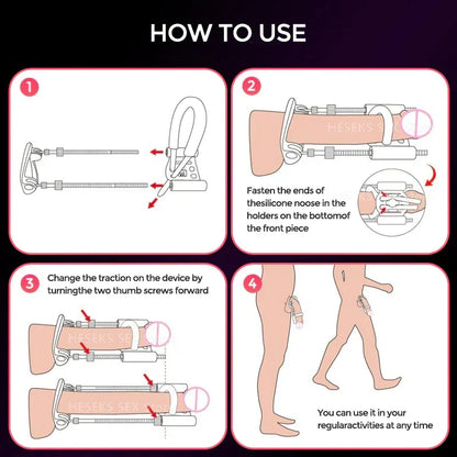 Penile Traction Device Adjustable Tension Stainless Steel Frame