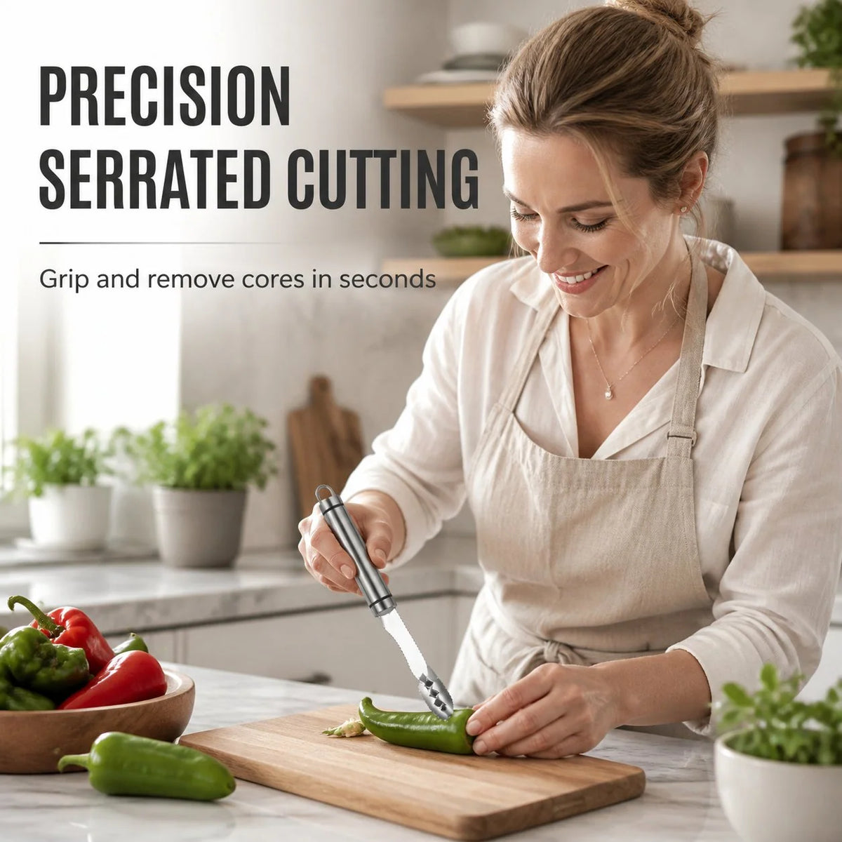 Pepper Corer Stainless Steel Double-Sided Serrated Head