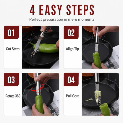 Pepper Corer Stainless Steel Double-Sided Serrated Head