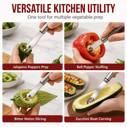Pepper Corer Stainless Steel Serrated Blade One-Piece Design