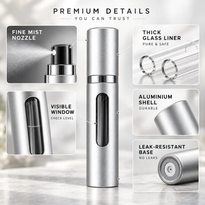 Perfume Atomizer Refillable Glass Travel Size Leak-Resistant Cap