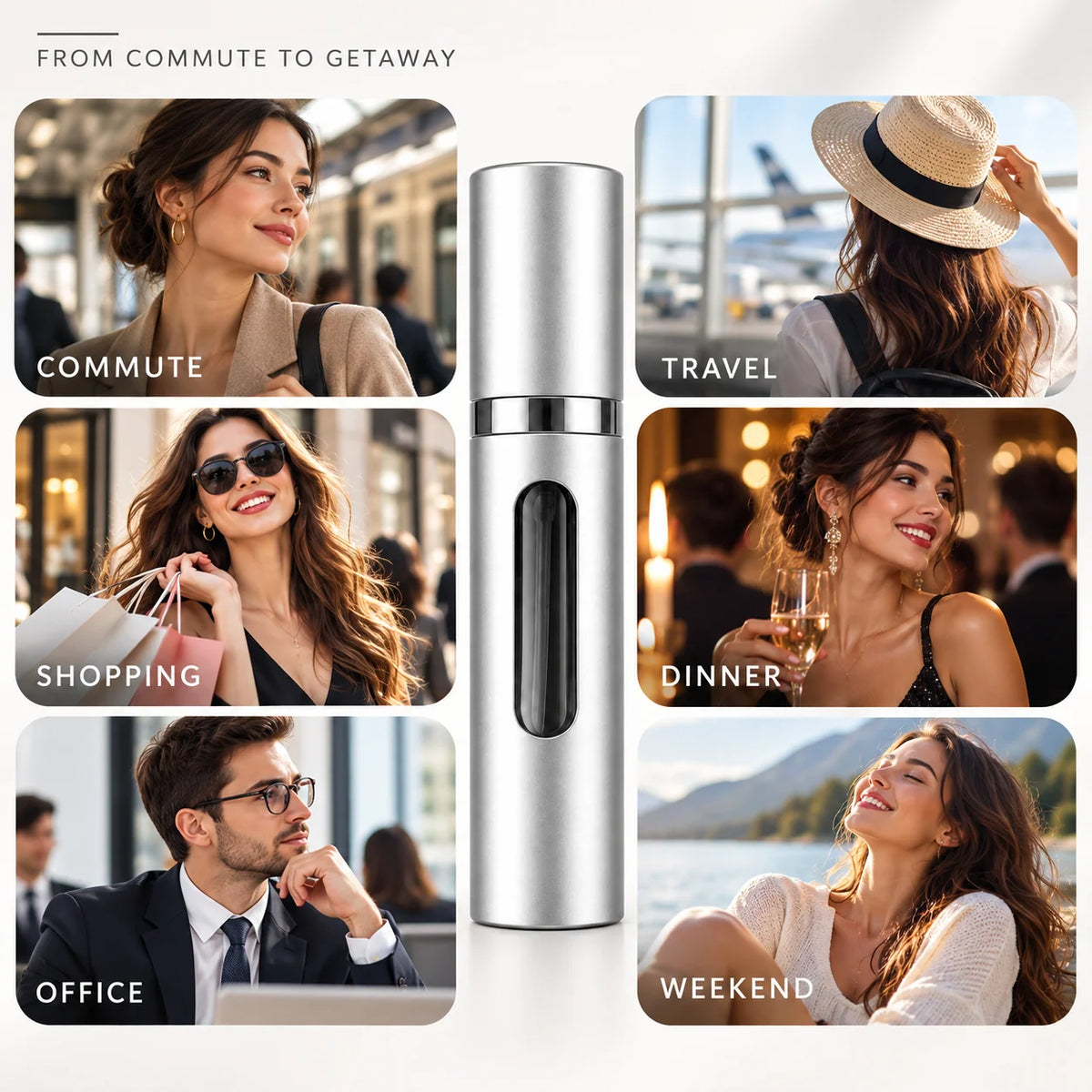 Perfume Atomizer Refillable Glass Travel Size Leak-Resistant Cap