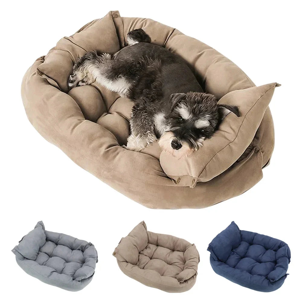 Pet Bed 3-in-1 Convertible Breathable Cotton & Machine Washable