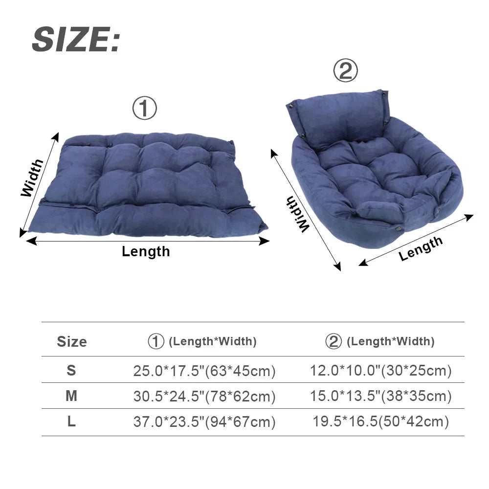 Pet Bed 3-in-1 Convertible Breathable Cotton & Machine Washable