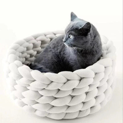 Pet Bed Knitted Wool Braided Sides Machine Washable