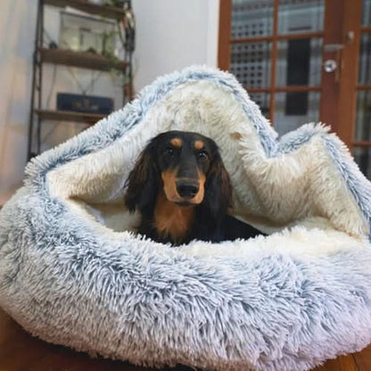 Pet Cave Bed Hooded Ultra-Soft Faux Fur Non-Slip
