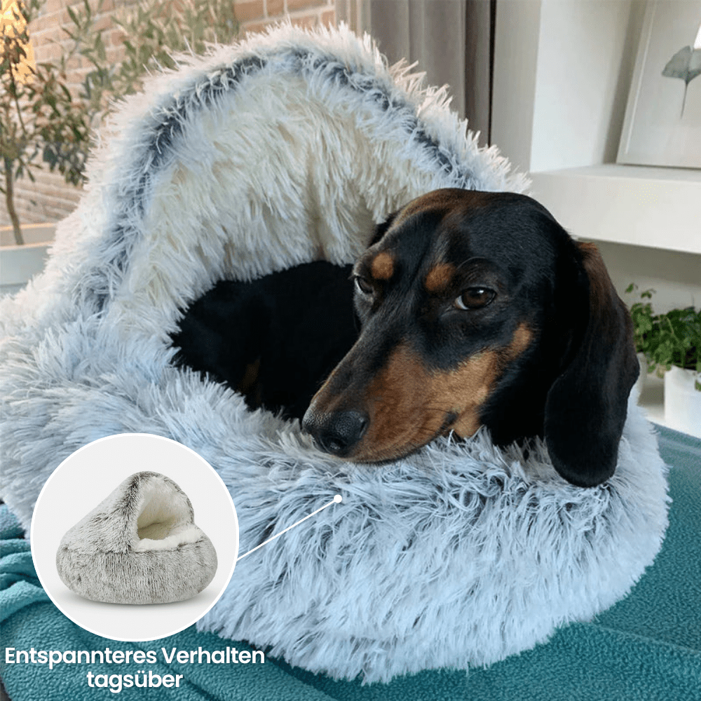 Pet Cave Bed Hooded Ultra-Soft Faux Fur Non-Slip