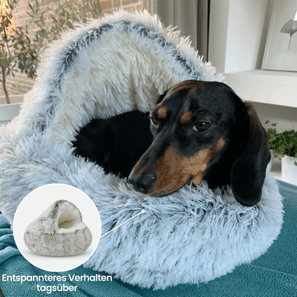 Pet Cave Bed Hooded Ultra-Soft Faux Fur Non-Slip