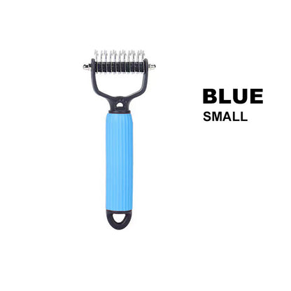 Pet Dematting Brush Double-Sided Safety Blades Non-Slip Handle
