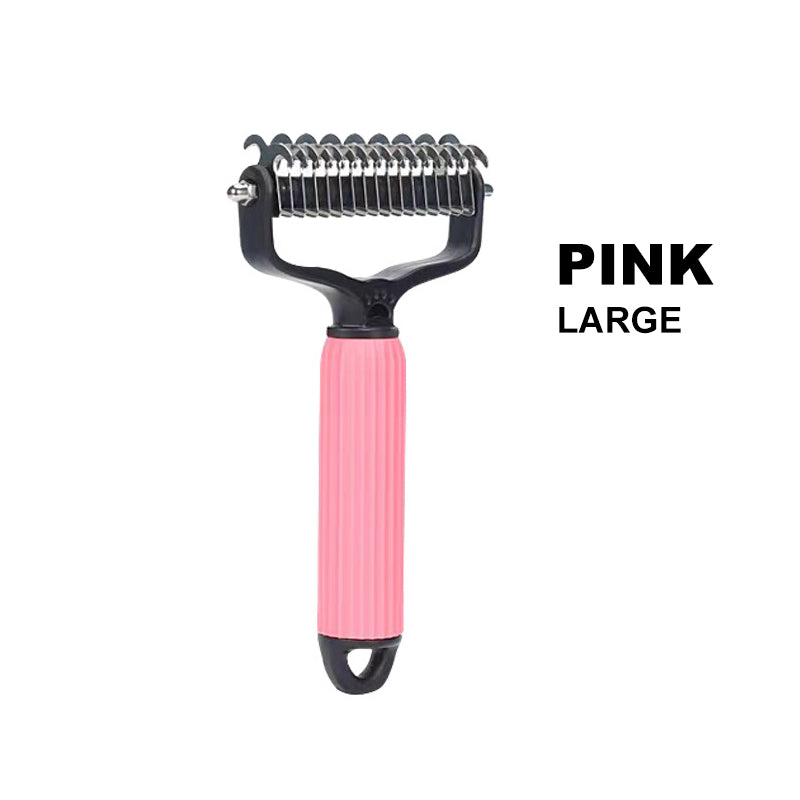 Pet Dematting Brush Double-Sided Safety Blades Non-Slip Handle