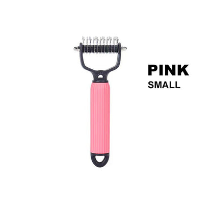 Pet Dematting Brush Double-Sided Safety Blades Non-Slip Handle