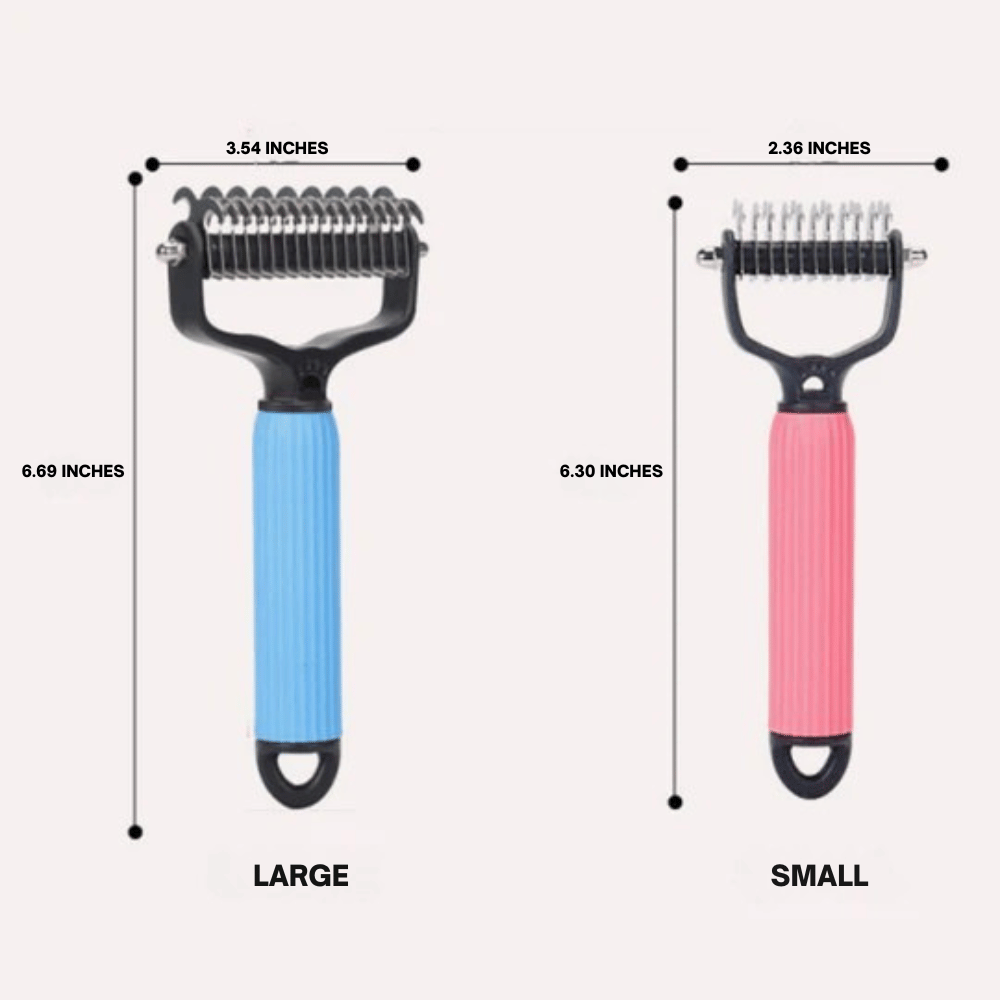 Pet Dematting Brush Double-Sided Safety Blades Non-Slip Handle