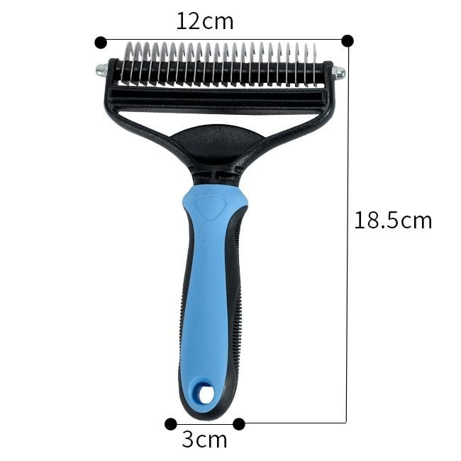 Pet Dematting Brush Double-Sided Steel Pins & Non-Slip Handle