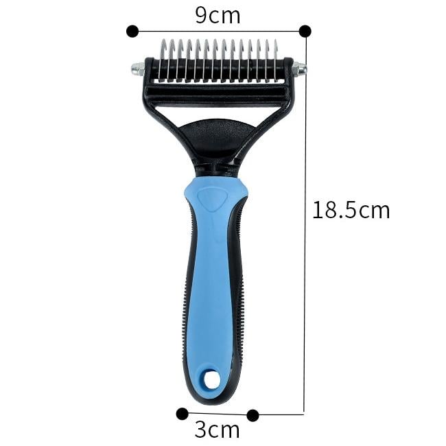 Pet Dematting Brush Double-Sided Steel Pins & Non-Slip Handle