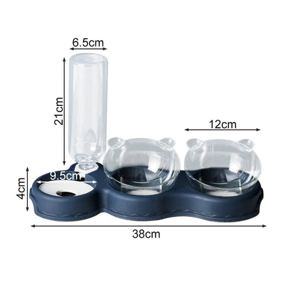 Pet Feeding Station 3-in-1 Glass Bowls & Auto Dispenser