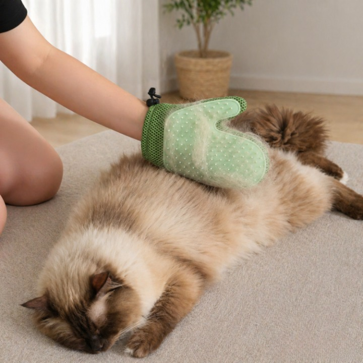 Pet Grooming Glove Soft Rubber Bristles & Gentle Massage
