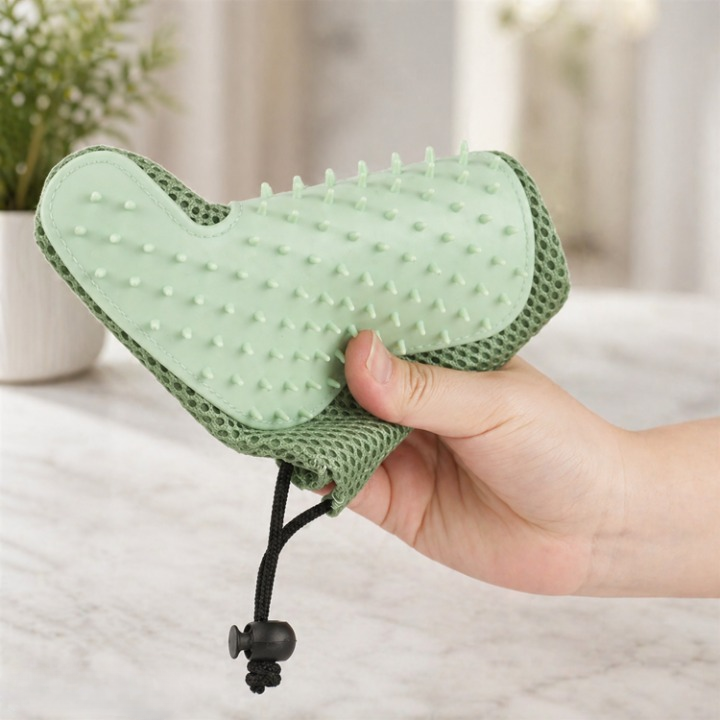 Pet Grooming Glove Soft Rubber Bristles & Gentle Massage